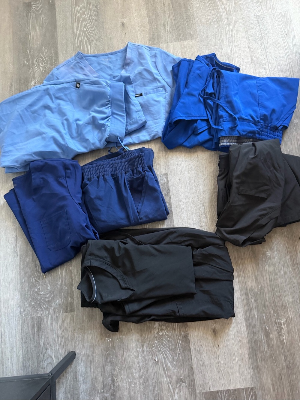 JAANUU/Scrubstar Mixed Blue & Black Women's Scrub Tops & Pants